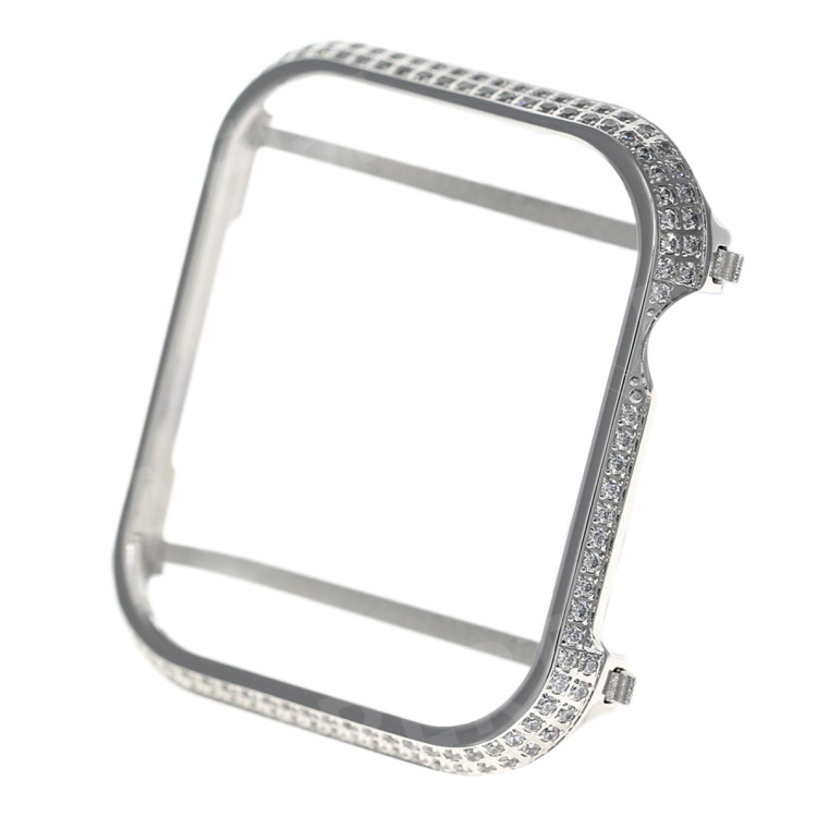 

Shiny Dual-row Rhinestone Decorated Metal Protective Cover for Apple Watch Series 4 40mm - Silver, Apple Watch Series 4 40mm
