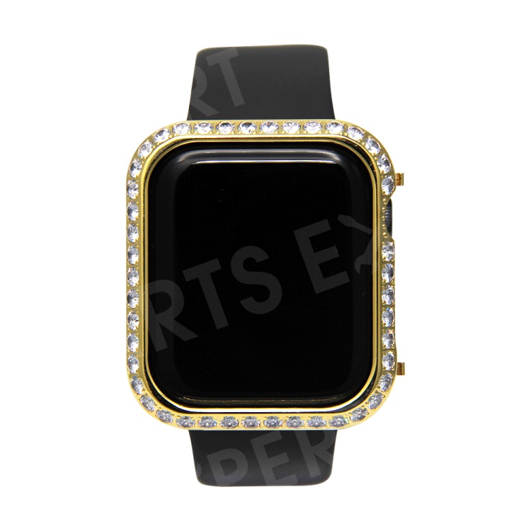 

Shiny Single-row Rhinestone Decorated Metal Protective Cover for Apple Watch Series 4 44mm - Gold, Apple Watch Series 4 44mm