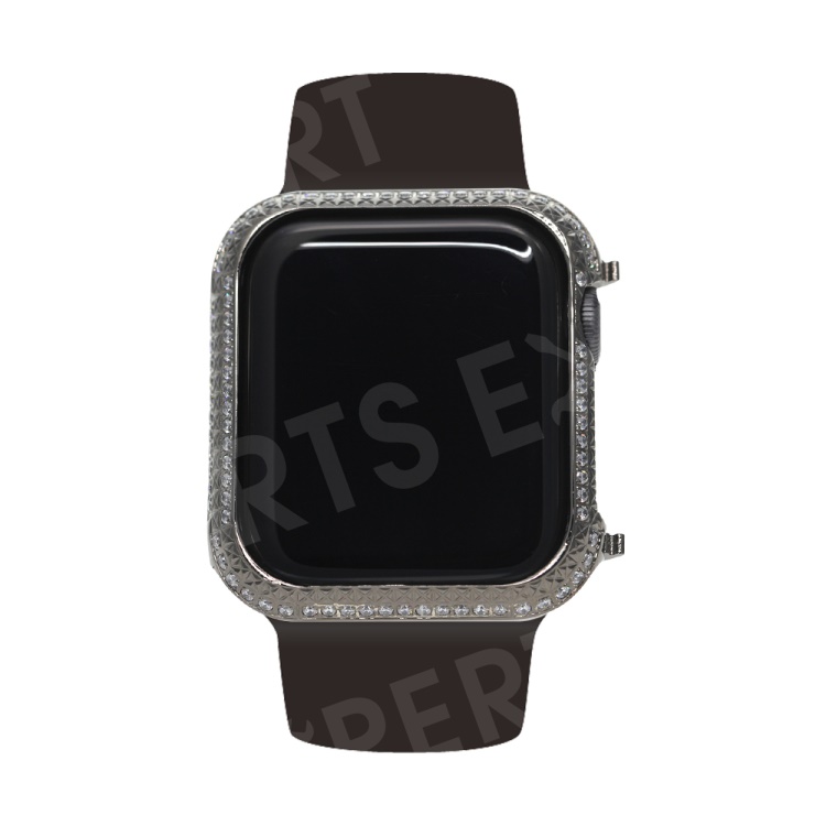 

Metal Rhinestone Decor Watch Protective Frame Case for Apple Watch Series 4 44mm (Grid Pattern) - Black, Apple Watch Series 4 44mm