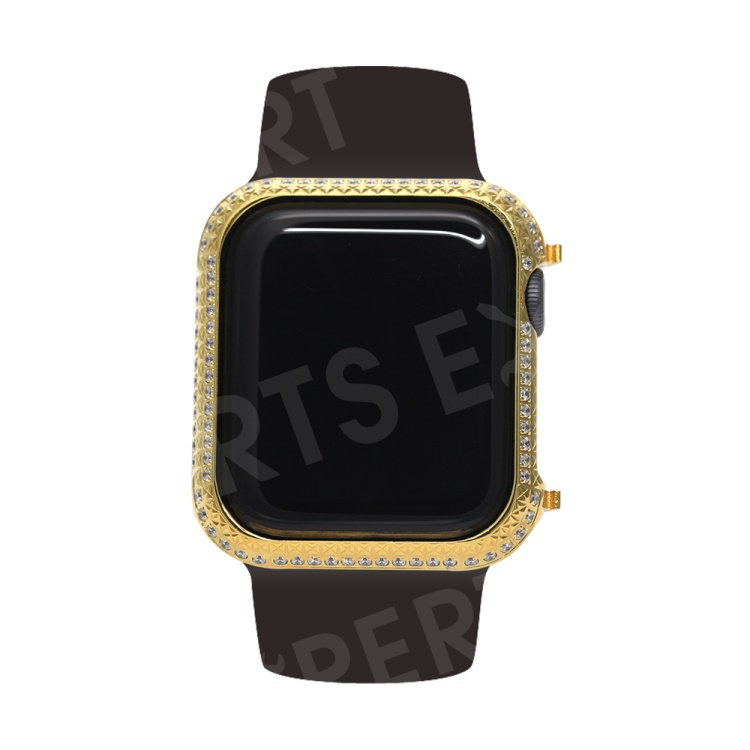 

Metal Rhinestone Decor Watch Protective Frame Case for Apple Watch Series 4 44mm (Grid Pattern) - Gold, Apple Watch Series 4 44mm