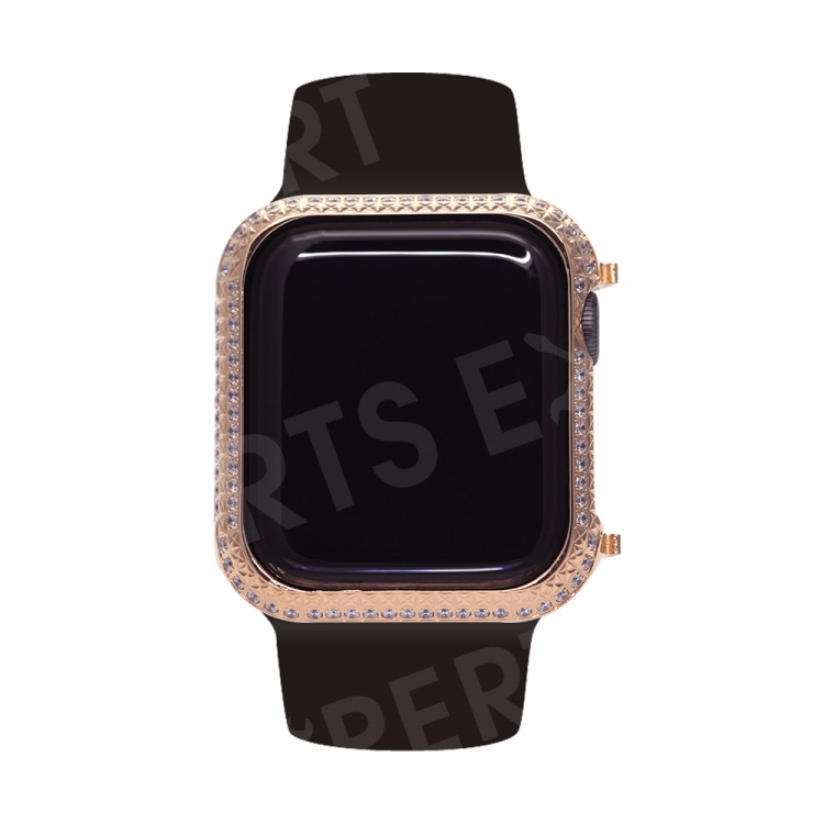 

Metal Rhinestone Decor Watch Protective Frame Case for Apple Watch Series 4 44mm (Grid Pattern) - Rose Gold, Apple Watch Series 4 44mm