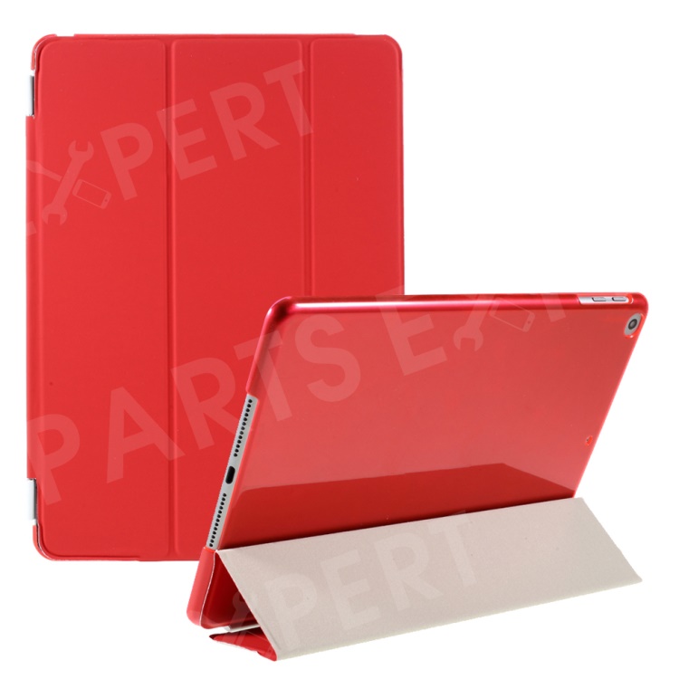 

Red Tri-fold Single Front Leather Smart Cover + Back Plastic Case for iPad Air 2, iPad Air 2