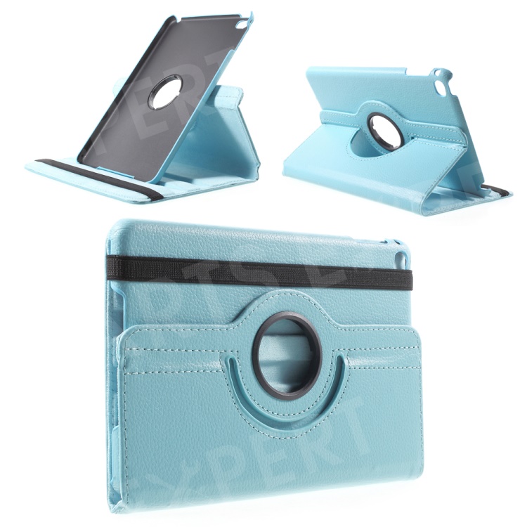 

For iPad mini 4 Lychee 360-Rotation Stand Leather Shell Case - Baby Blue, iPad mini 4