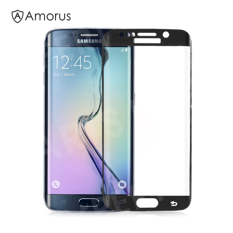 

AMORUS Tempered Glass Screen Film for Samsung Galaxy S6 edge G925 Complete Covering Corning Gorilla Glass - Black, Galaxy S6 Edge G925
