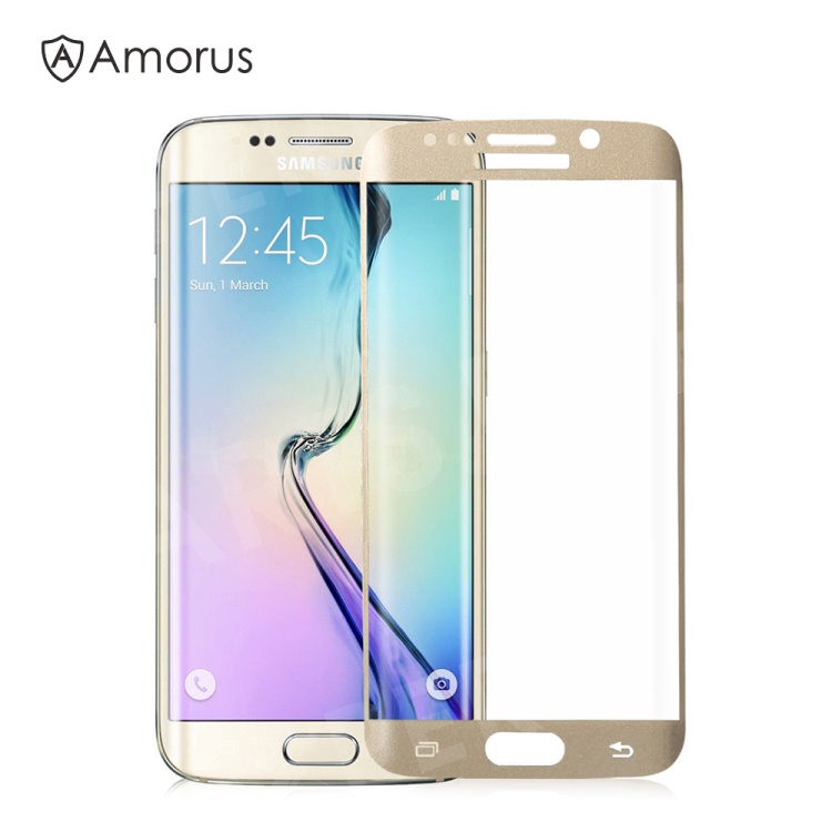 

AMORUS Tempered Glass Screen Film for Samsung Galaxy S6 edge G925 Complete Covering Corning Gorilla Glass - Gold, Galaxy S6 Edge G925
