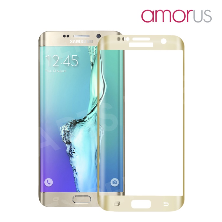 

AMORUS Tempered Glass Screen Guard for Samsung Galaxy S6 Edge Plus G928 Complete Covering Corning Gorilla Glass - Gold, Galaxy S6 edge+ G928