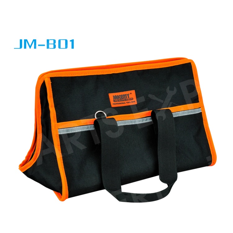 

JAKEMY JM-B01 Large Professional Tool Storage Bag, Size: 355 x 230 x 230mm - Black / Orange