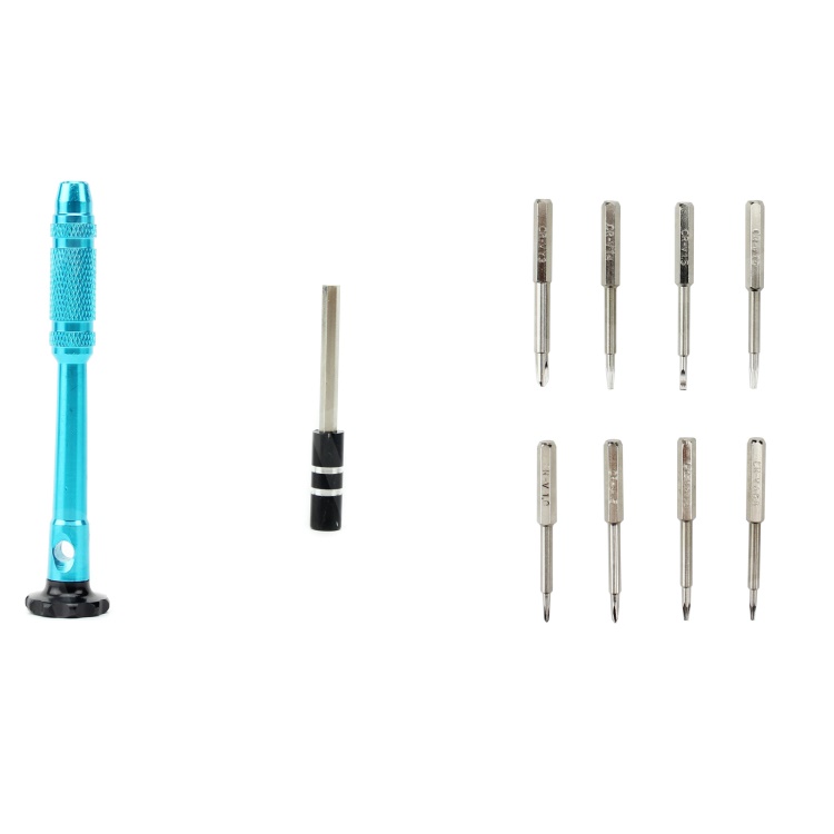 

10-in-1 Professional Non-slip Handle with Torx Philips Slotted Pentagon Screwdriver Bits - Blue