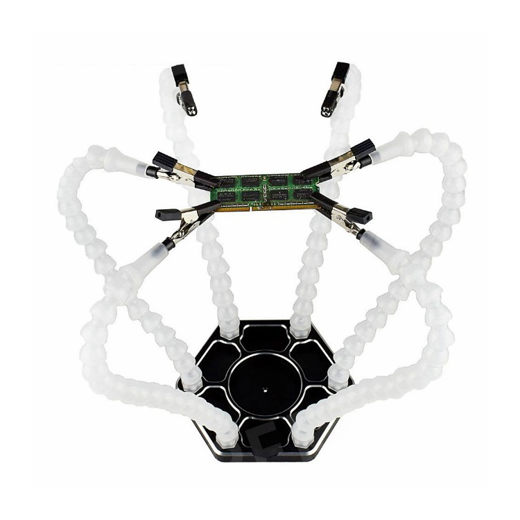 

Helping Hands Third Hand Soldering Tool 6 Flexible Arms Six Arm Soldering Station With Swiveling Alligator Clip for RC Drone - White