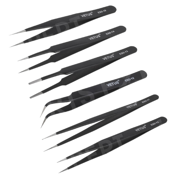 

6PCS/Set ESD Anti-Static Stainless Steel Tweezers Set Repair Tool Kit