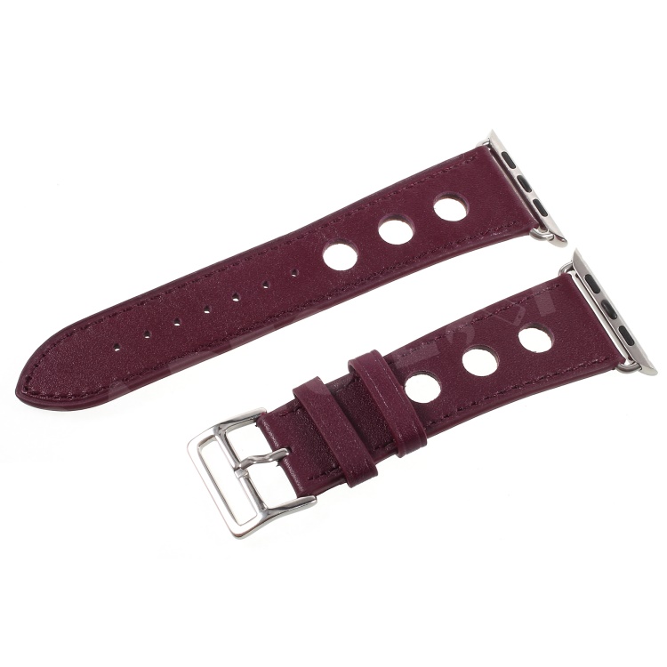 

PU Leather Watch Band with Metal Buckle for Apple Watch Series 5 4 44mm, Series 5 / 4 44mm / Series 3 2 1 42mm - Wine Red, Apple Watch Series 5 44mm