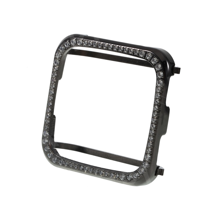 

Single Row Rhinestone Decoration Aluminium Alloy Metal Frame Cover for Fitbit Versa - Black, Fitbit Versa