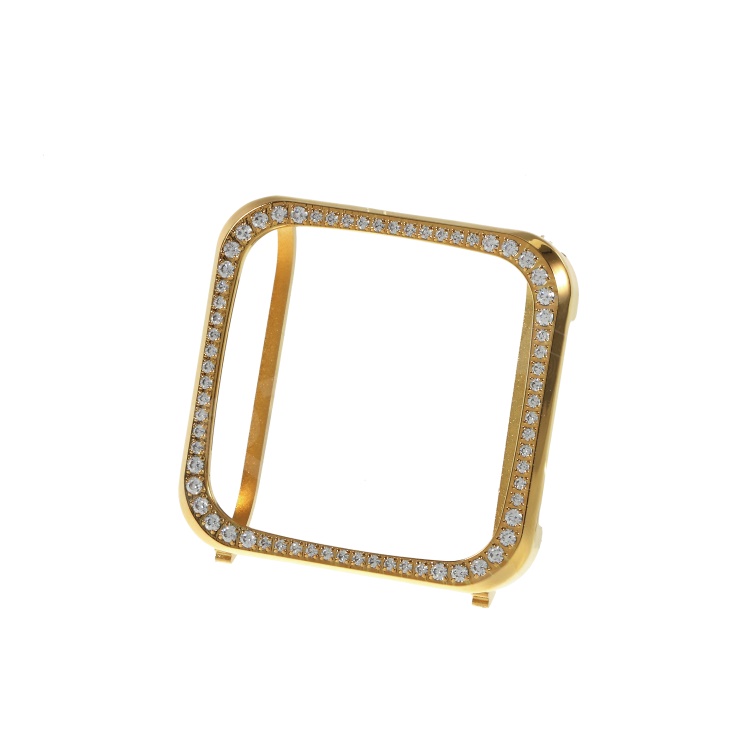 

Single Row Rhinestone Decoration Aluminium Alloy Frame Protective Case Cover for Fitbit Versa - Gold, Fitbit Versa