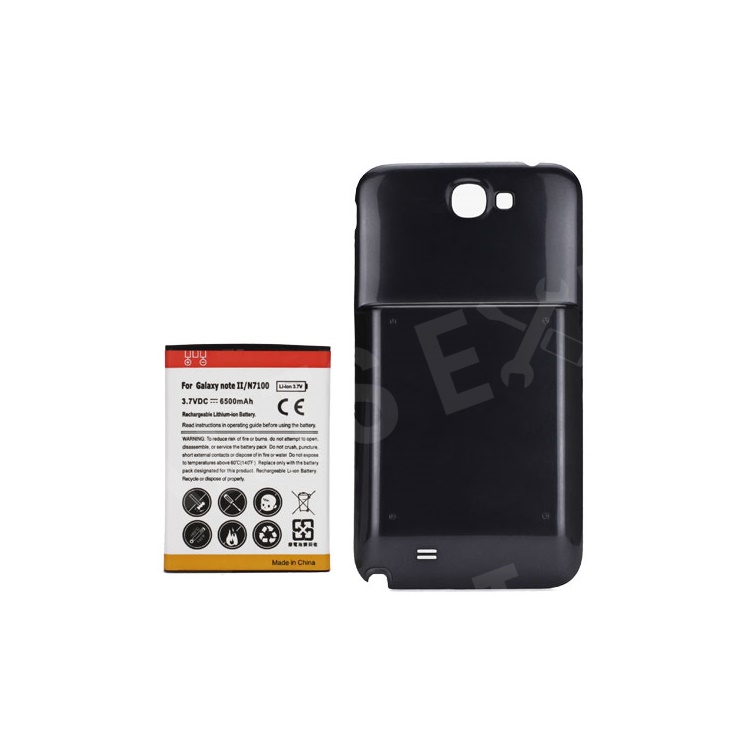 

For Samsung Galaxy Note ii N7100 Extended Battery with Battery Door Cover 6500mAh - Grey, Galaxy Note II N7100
