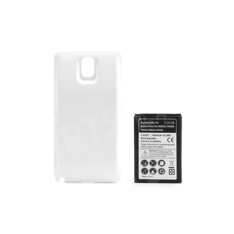

White Modified Battery Cover + 6800mAh Thick Battery for Samsung Galaxy Note 3 N9005 N9000 N9002, Galaxy Note 3