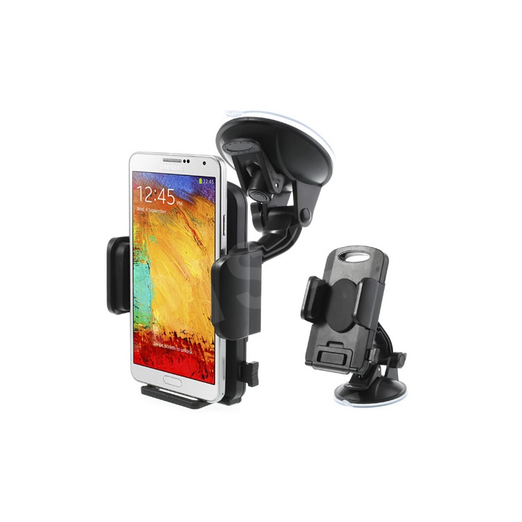 Black Universal 360 Rotation Car Holder Stand for 4.3-7.8 inch Smartphones Tablet, width: 58-125mm