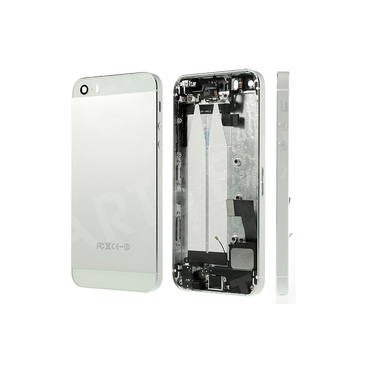 Metal Back Housing Faceplate Assembly for iPhone 5s w/ Other Parts - White / Silver