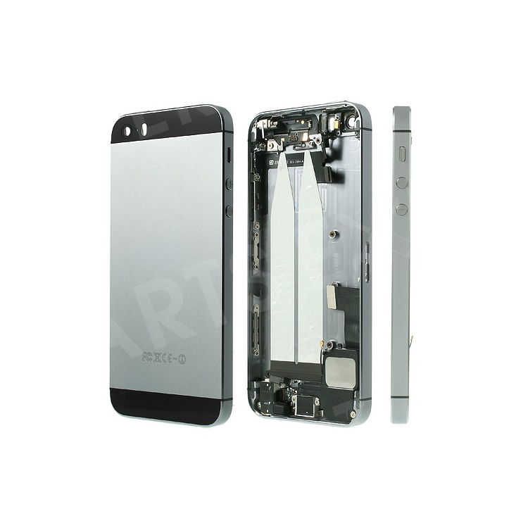 For iPhone 5s Metal Back Housing Faceplate Assembly w/ Other Parts - Black / Grey