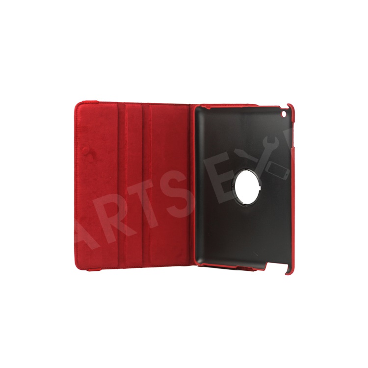 360 Degree Rotating New iPad 2 3 4 Leather Case Cover with Stand - Red