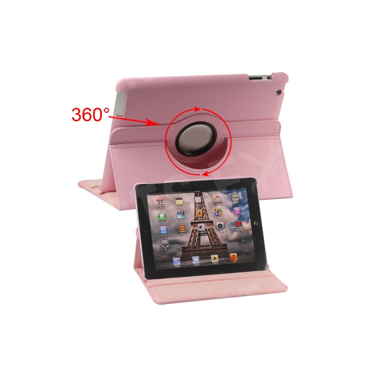 360 Degree Rotating New iPad 2 3 4 Leather Case Cover with Stand - Pink