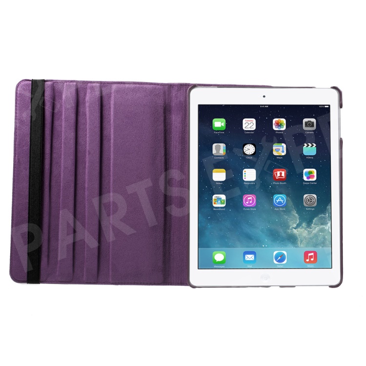 360 Degree Rotating New iPad 2 3 4 Leather Case Cover with Stand - Purple