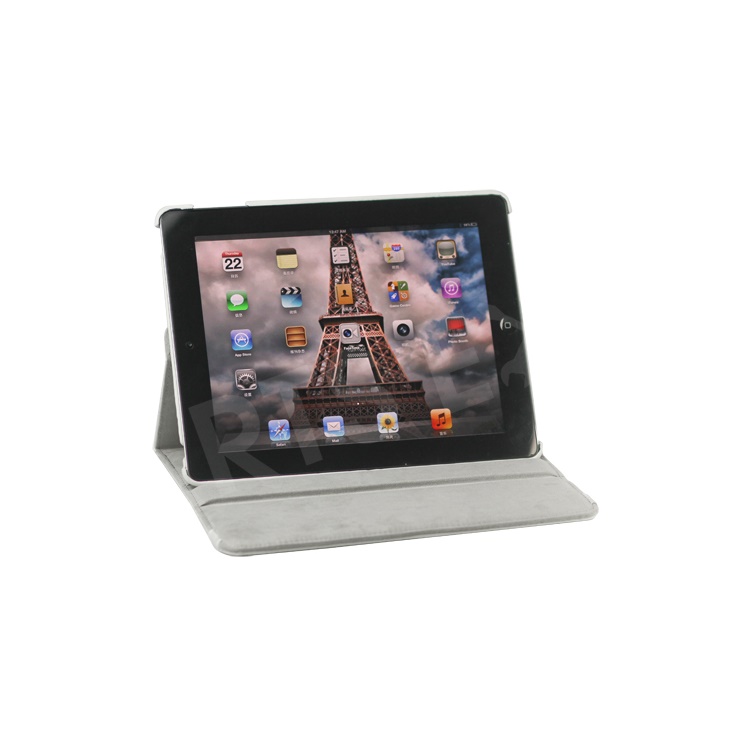 360 Degree Rotating New iPad 2 3 4 Leather Case Cover with Stand - White