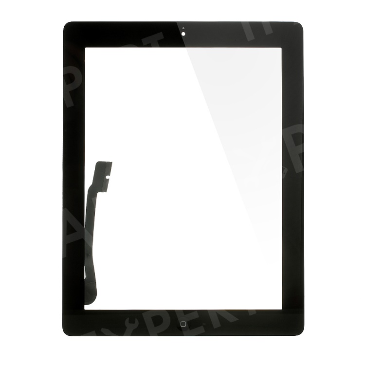 For iPad 3 Touch Screen Digitizer Assembly w/ Front Camera Holder + Home Button + Home Button Holder + 3M Adhesive Tape Etc. - Black