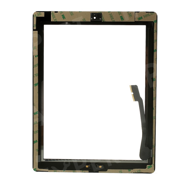 For iPad 3 Touch Screen Digitizer Assembly w/ Front Camera Holder + Home Button + Home Button Holder + 3M Adhesive Tape Etc. - Black