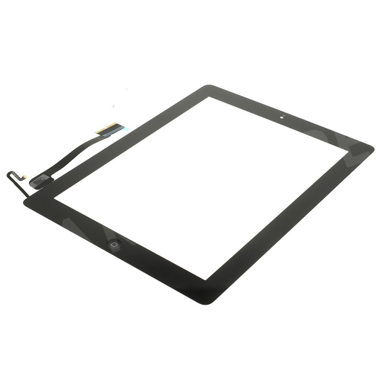 For iPad 4 Touch Screen Digitizer Assembly w/ Front Camera Holder + Home Button + Home Button Holder - Black