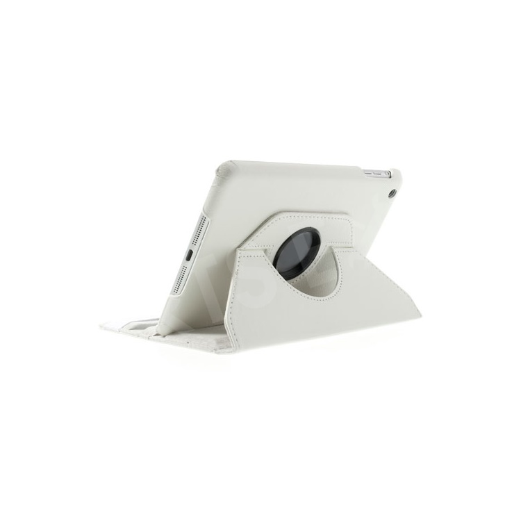 For iPad Mini / iPad Mini 2 360 Rotary Stand Lychee Smart Leather Shell Cover - White