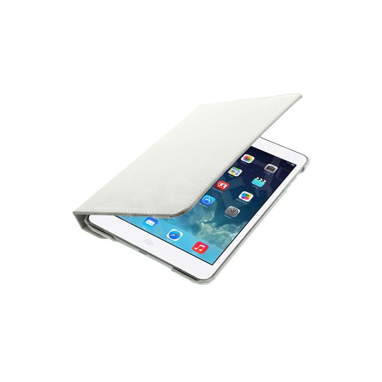 For iPad Mini / iPad Mini 2 360 Rotary Stand Lychee Smart Leather Shell Cover - White