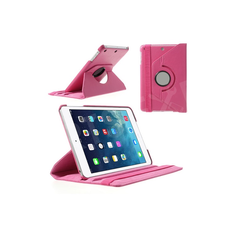 For iPad Mini / iPad Mini 2 360 Rotary Stand Lychee Smart Leather Shield Cover - Rose