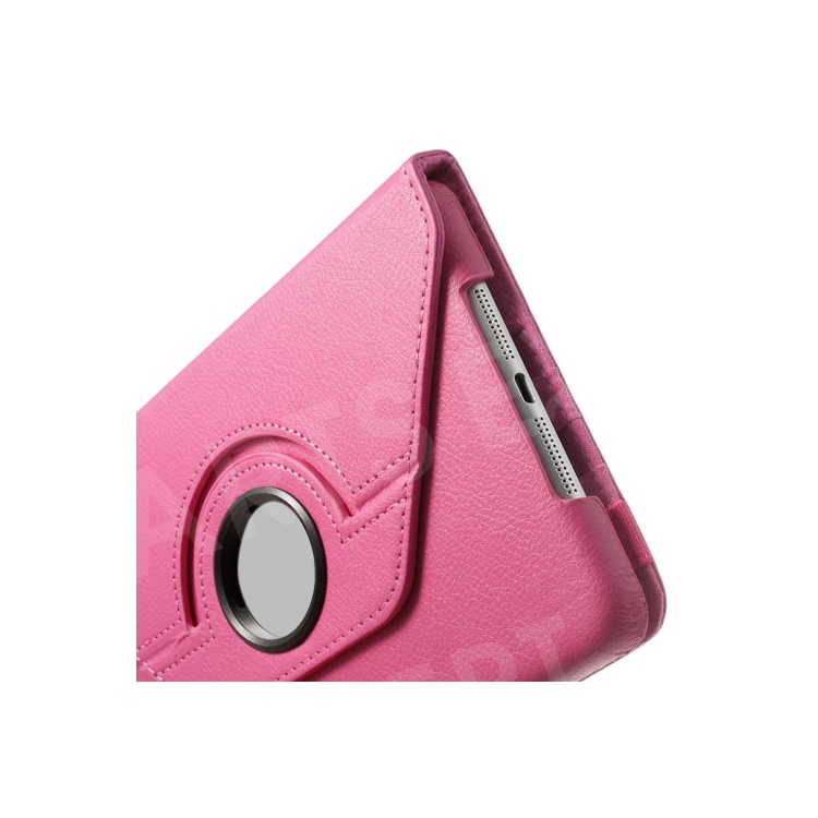 For iPad Mini / iPad Mini 2 360 Rotary Stand Lychee Smart Leather Shield Cover - Rose