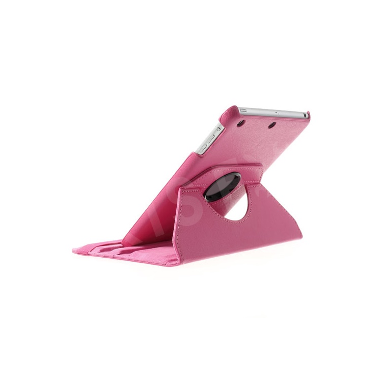 For iPad Mini / iPad Mini 2 360 Rotary Stand Lychee Smart Leather Shield Cover - Rose