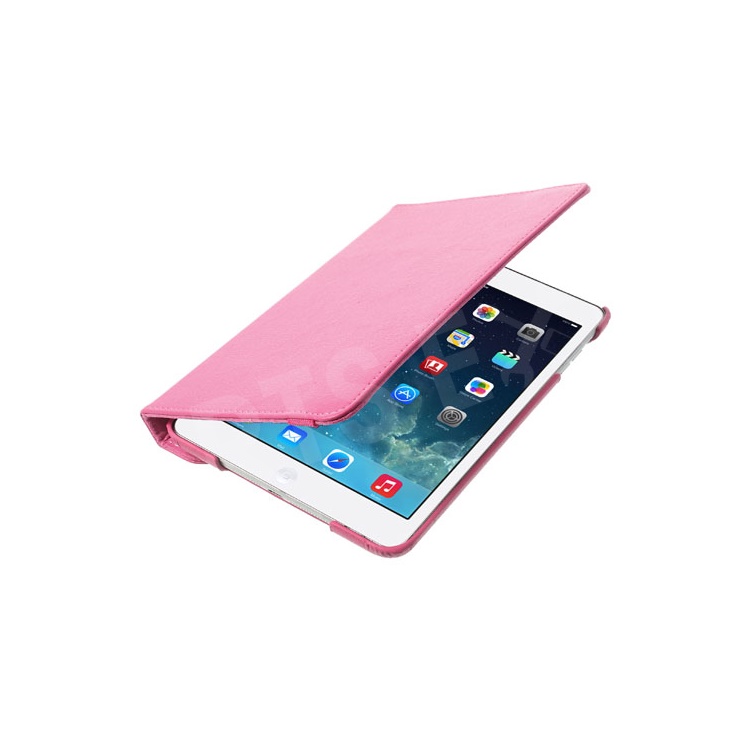 For iPad Mini / iPad Mini 2 360 Rotary Stand Lychee Smart Leather Shield Cover - Rose