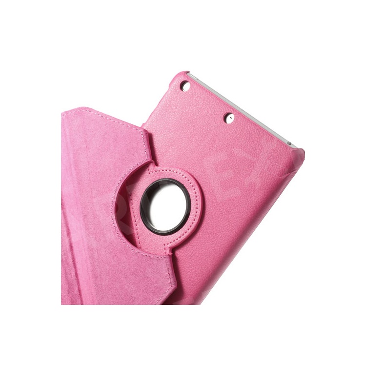 For iPad Mini / iPad Mini 2 360 Rotary Stand Lychee Smart Leather Shield Cover - Rose