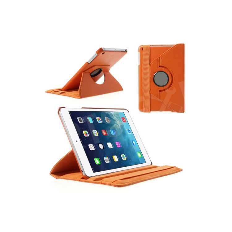 360 Rotating Stand Lychee Leather Skin Smart Case for iPad Mini / iPad Mini 2 - Orange