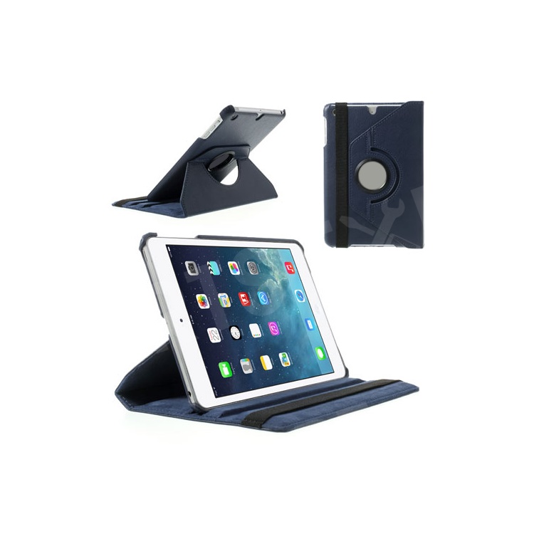 

360 Rotary Stand Lychee Leather Smart Case Cover for iPad Mini / iPad Mini 2 - Deep Blue, iPad Mini 2