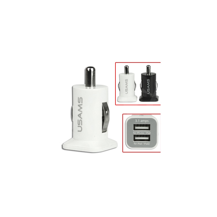 Universal Dual Port USB Car Charger Adapter for iPad iPhone iPod and etc